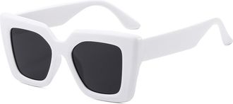 Generic Square Mens Outdoor Sunglasses Vacation Womens Driving Commuter Sun Glasses(White)