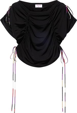 Pucci contrasting-trim cropped top - women - Elastane/Viscose - 40 - Black