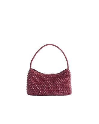 Dragon Diffusion Basil Cactus Bordo Woven Leather Shoulder Bag
