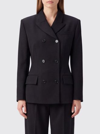 Magda Butrym Slim Fit Double-Breasted Wool Blazer with Notched Lapels