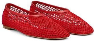 Reformation Britt Mesh Ballet Flat in Lipstick Crochet at Nordstrom, Size 9.5