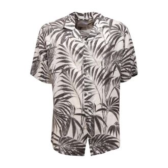 Gaëlle Paris Short Sleeve Shirts, male, Black, XS, Italian Shirt Model Gbu01050 Black Palms