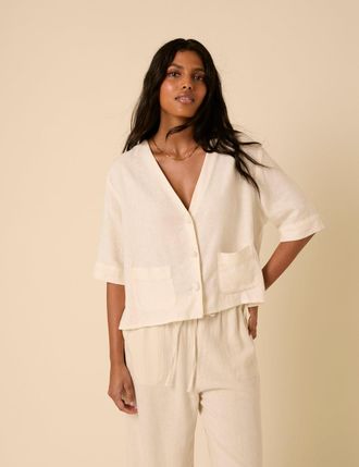 Nobody's Child Cream Linen-blend Shirt