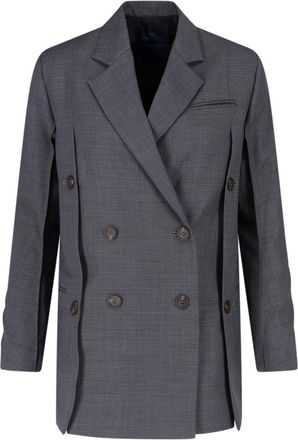 Eudon Choi Grey Beatrice Double-Breasted Wool Blazer