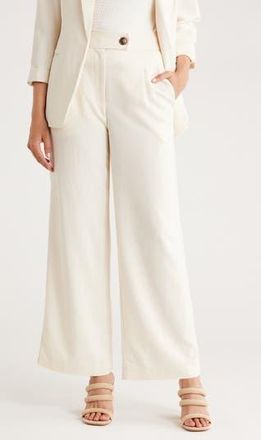 T Tahari Pleated Front Wide Leg Pants in Pale Toasted Beige at Nordstrom Rack, Size 12