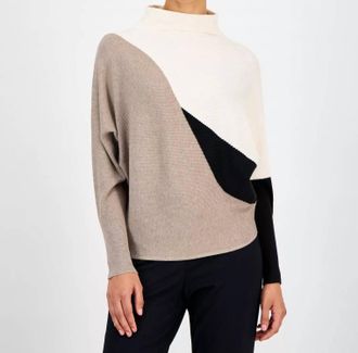 T Tahari Funnel-Neck Dolman-Sleeve Sweater In Multi
