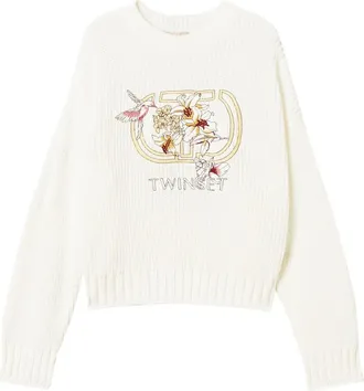 Twin-Set Maglione Oval T con ricamo - Bianco