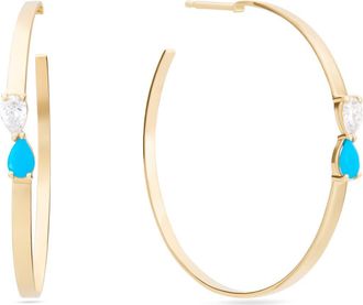 Lana Jewelry 14k Gold Turquoise & Diamond Hoop Earrings in Yellow Gold at Nordstrom