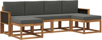 vidaXL Conjunto De Sof&aacute;s De Exterior 6 Uds. Natural Y Antracita Vidaxl