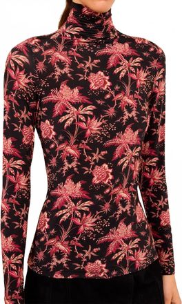 Ulla Johnson Aurelia Jersey Long Sleeve Turtleneck Top In Midnight Lily