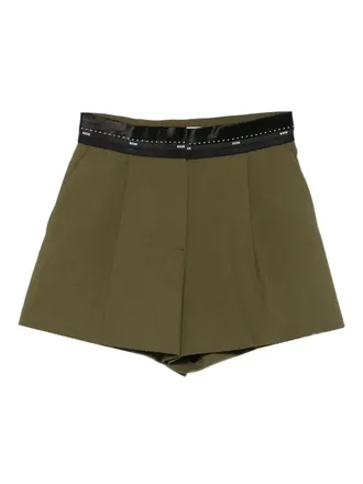 Msgm Shorts con pieghe e nastro in vita - Verde