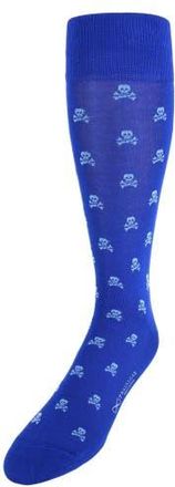 Trafalgar Store Rodger Skull and Cross Bones Mercerized Cotton Mid-Calf Socks in Royal Blue at Nordstrom