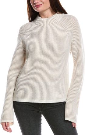 Forté Cashmere Plaited Rib Funnel Neck Cashmere Sweater