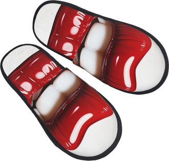Generic Slipper Cute Graphic Red Lips Breathable Hotel Slippers Non-Slip House Shoes For Holiday Ladies Bedroom M