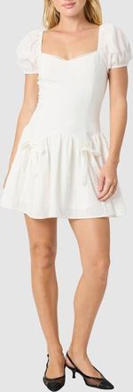All in Favor Bow Detail Puff Sleeve Minidress in Ivory at Nordstrom, Size X-Large