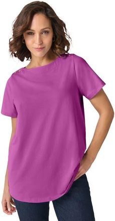 Jessica London Short Sleeve Boatneck Knit Tee in Deep Orchid at Nordstrom, Size Small