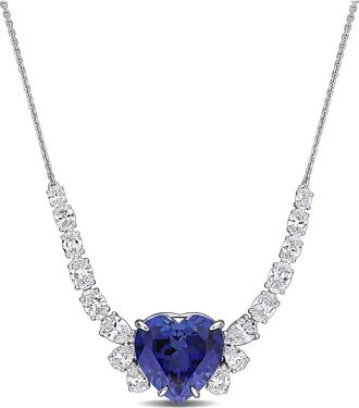 Rina Limor 14K 15.54 Ct. Tw. Lab-Grown Diamond & Lab-Grown Sapphire Heart Necklace