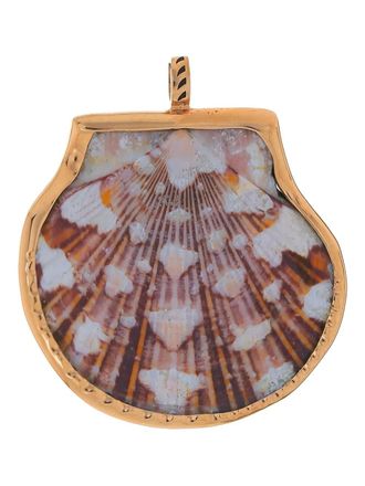 Dezso by Sara Beltran 18K rose gold big Onyx Scallop charm - women - 18kt Rose Gold/Onyx/Shell/Enamel - One Size - Pink