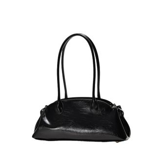 Generic Womens Underarm Commuter Shoulder Bag Style PU Material Medium Size Shell Shape Zipper Opening(Black)