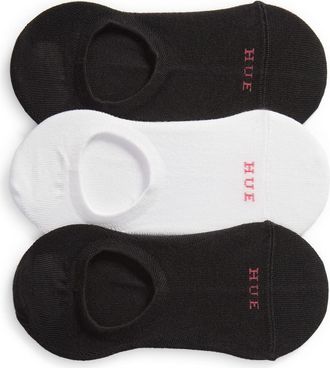 Hue 3-Pack The Perfect Sneaker Liner Socks in Black/white at Nordstrom