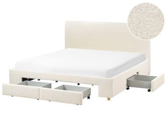 Beliani Cama matrimonial de tejido blanco 180x200