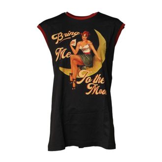 Dolce & Gabbana Tops, Dames, Zwart, L, Katoen, Tanktop met grafische print