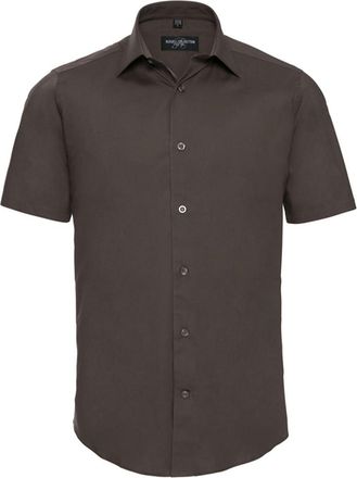 Russell Athletic Russell Collection Heren Stretch Overhemd Met Korte Mouwen (Chocolade)