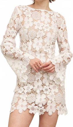 En Cr&egrave;me Floral Lace Bell Sleeve Mini Dress In White