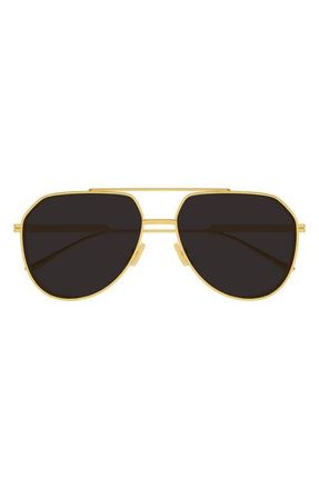 Bottega Veneta 60mm Pilot Sunglasses in Gold/Grey Lens at Nordstrom