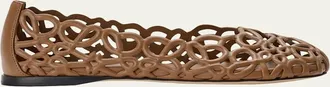 Loewe Petal Anagram Leather Ballerina Flats