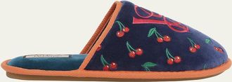 Valentino Garavani Mens Chambre Embroidered Monogram Slippers