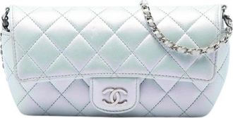 Chanel Pre-owned Quilted Zonnebrillen Case - Dames - Vintage Schoudertas - Blauw - ONE Size - Leer - Vintage