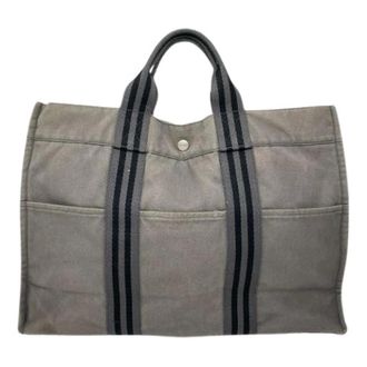 Herm&egrave;s Pre-owned Tote Bags, female, Gray, Size: ONE SIZE Pre-owned Cotton Tote Bag