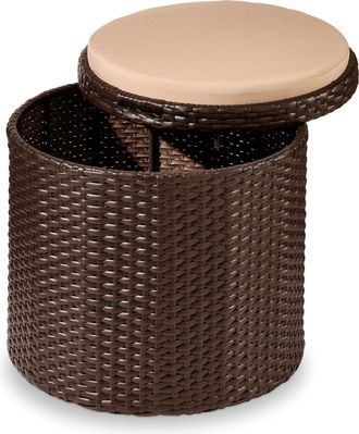 Best Choice Products Round Wicker Ottoman, Multipurpose Furniture w/ Removable Cushion, Steel Frame