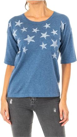 La Martina 3/4 Mouw Jersey met Sterdesign - Dames - T-shirts - Blauw - S - Katoen - Tops