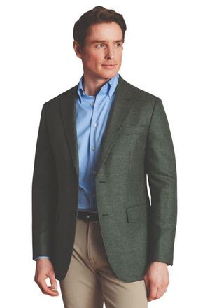 CHARLES TYRWHITT Twill Wool Texture Slim Fit Jacket in Sage Green at Nordstrom, Size 44