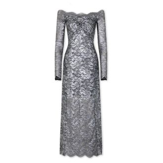 Paco Rabanne Gowns, female, Gray, Size: L Long Lace Dress