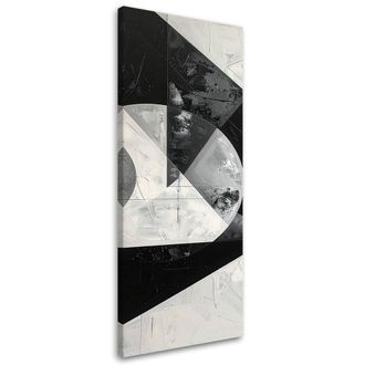 Feeby Cuadro En Lienzo, Composici&oacute;n Abstracta En Blanco Y Negro, 40x120