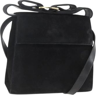 Ferragamo Pre-owned Cross Body Bags, female, Black, Size: ONE SIZE Pre-owned Suede Shoulder Bag