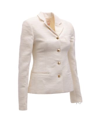 Valentino Garavani Womens Off-White Tailored Blazer With Gold Stud Buttons Off White Clothing