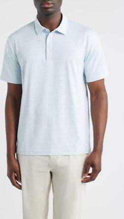Swannies Smith Stripe Performance Golf Polo in Sky-White at Nordstrom, Size Xx-Large