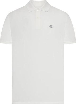 C.P. Company Stretch Piquet Polo met Korte Mouwen - Heren - Polos - Wit - L - Katoen - Tops