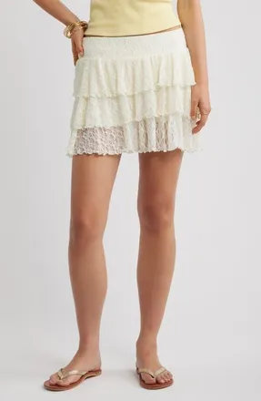 BP. Lace Tiered Mini Skort in Ivory at Nordstrom, Size Xx-Small