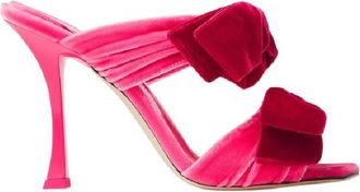 Jimmy Choo London Flaca 100Mm Candy Pink Velvet Bow Sandals, Brand Size 35.5 ( US Size 5.5 )