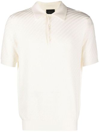 Brioni ribbed-knit polo shirt - men - Silk/Cotton/Cashmere - 52 - White