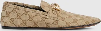 Gucci Womens Ragazzo Loafer, Beige, GG Canvas