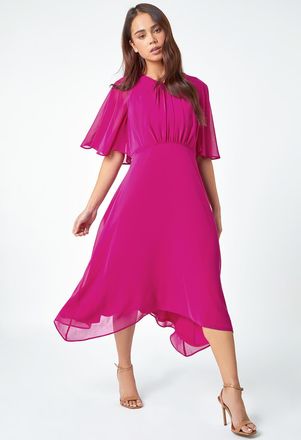 Roman Chiffon Cape Midi Dress