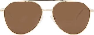 Alexander McQueen Gouden Pilotenzonnebril met Bruine Lenzen - Heren - Zonnebrillen - Geel - ONE Size - Accessoires