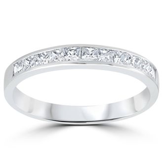 Pompeii3 3/8ct Princess Cut Diamond Wedding Anniversary Ring 14K White Gold Size Selectable