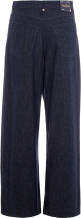 Max Mara Womens Jeans Straight-Leg Navy Blue Cotton
